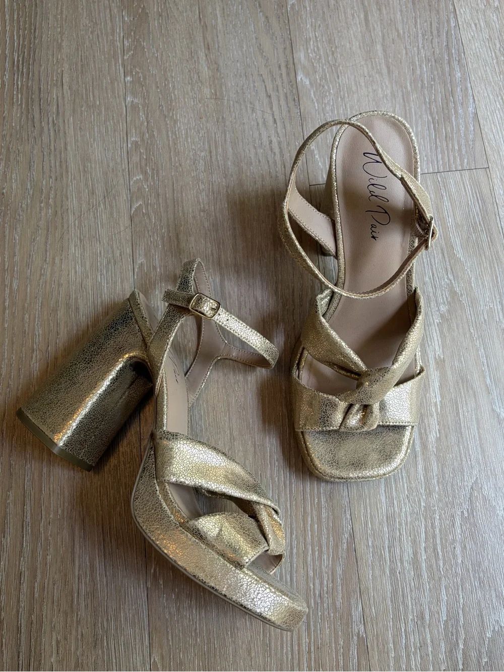 Wild Pair Metallic Gold Chunky Block Heels
